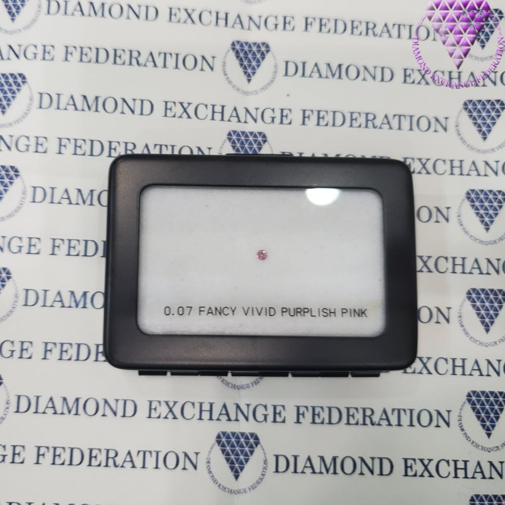 0.07 Carat Fancy Vivid Purplish Pink Gia Natural Diamond, Round Shape,  Clarity SI1 , GIA 6